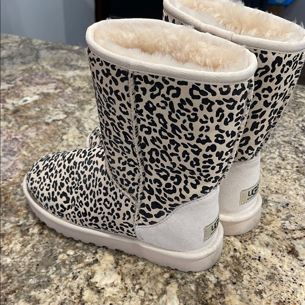 UGG Black and Cream Animal Print Boots